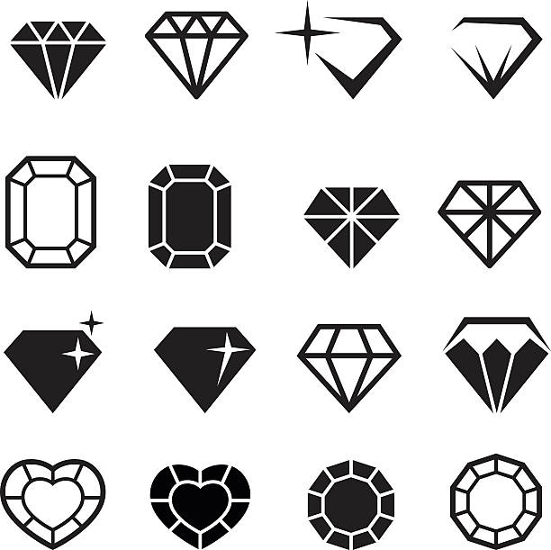 zestaw wektorowe ikony diament - jewelry stock illustrations