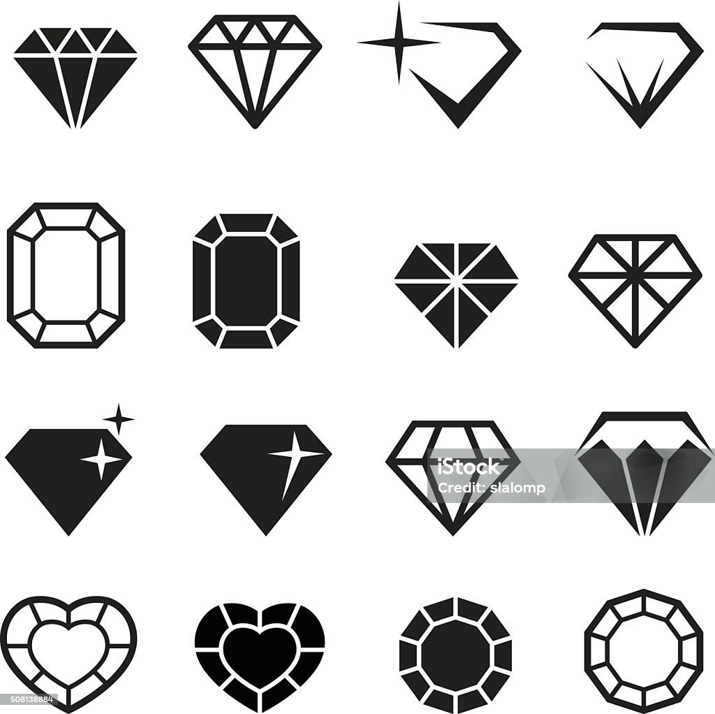 Diamond icons set vector Diamond - Gemstone stock vector