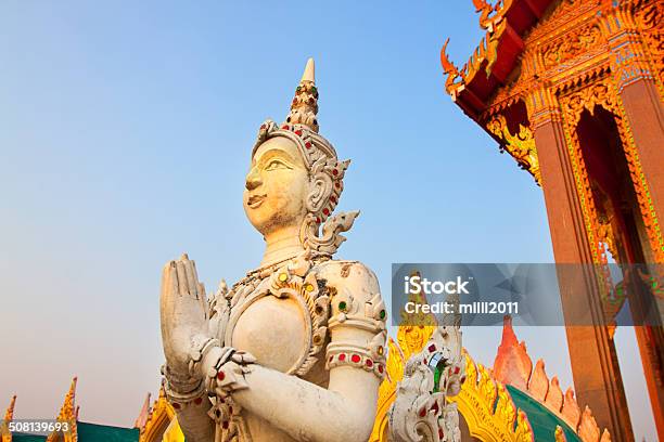 Kinnari Statue At The Temple Demonstrating Sawadee Action Bangkok Thailand Stock Photo - Download Image Now