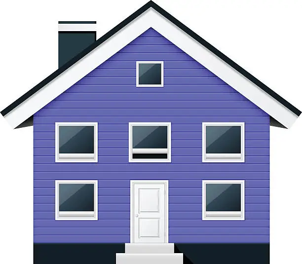 Vector illustration of Blue scandinavian condominium - suburban townhouse