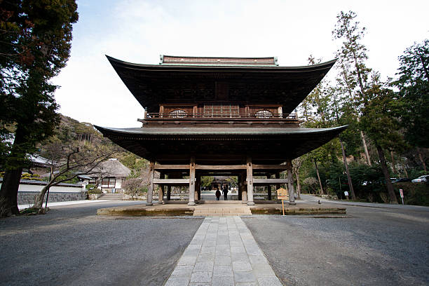 Kamakura, Japan - March 21, 2014: Sanmon (Main Gate) of Engakuji Temple in Kamakura, Japan. The most important Main gate shrine of Kamakura, Japan