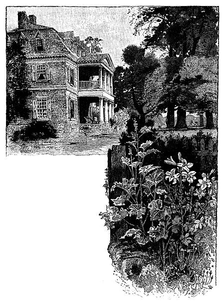 istock Antique illustration of old mansion in Virginia 508141446