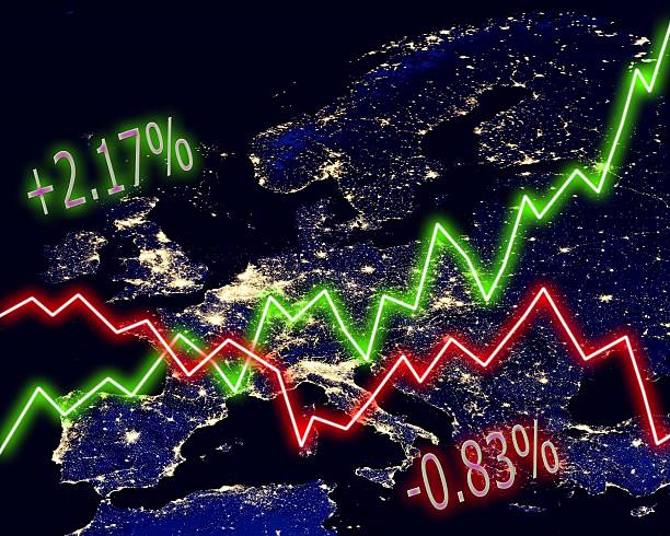 유럽 맵 주식 시장 - currency exchange exoticism trading exchange rate 뉴스 사진 이미지