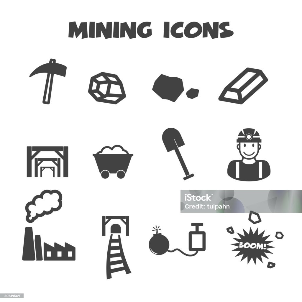 Bergbau-icons - Lizenzfrei Arbeit mit Elektrizität Vektorgrafik
