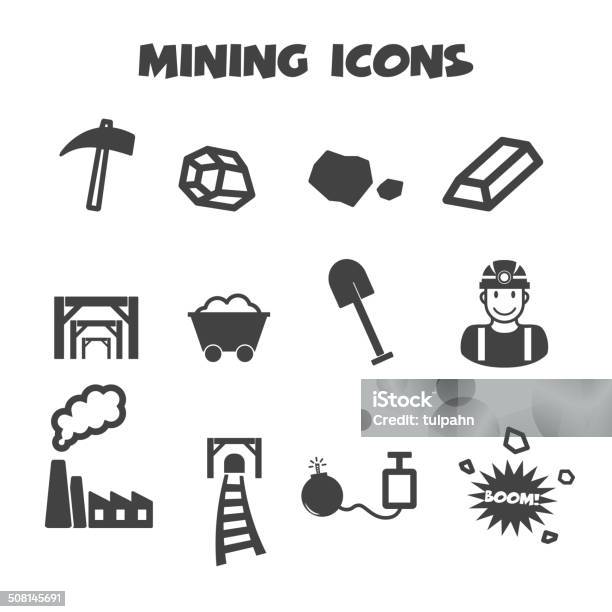 Bergbauicons Stock Vektor Art und mehr Bilder von Arbeit mit Elektrizität - Arbeit mit Elektrizität, Arbeiter, Ausrüstung und Geräte