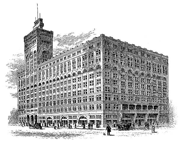 ilustrações, clipart, desenhos animados e ícones de ilustração de auditório antigo edifício, chicago - edifício de teatro