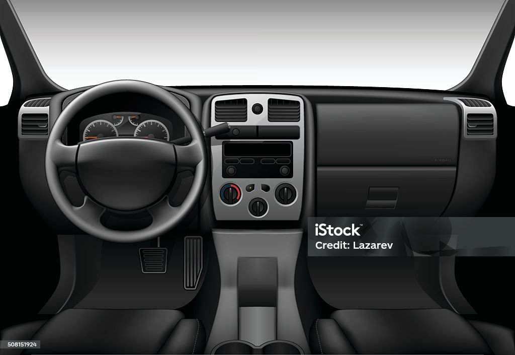 Camion intérieur-Vue de l'intérieur, le tableau de bord de voiture - clipart vectoriel de Voiture libre de droits