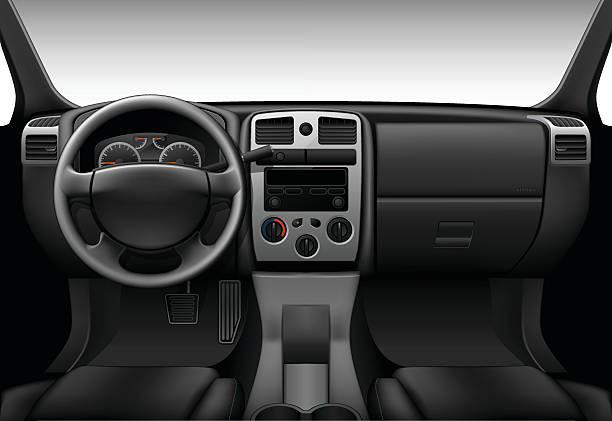 ilustrações, clipart, desenhos animados e ícones de caminhão interior-vista interna de carro, painel de carro - car vehicle interior inside of dashboard