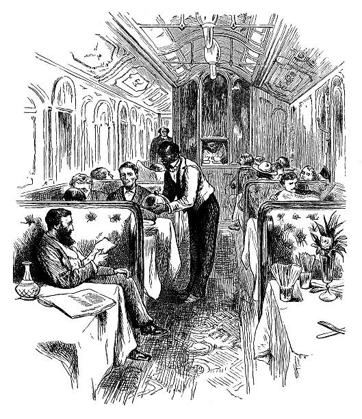 앤틱형 삽화-pullman 식당차 - pullman car stock illustrations