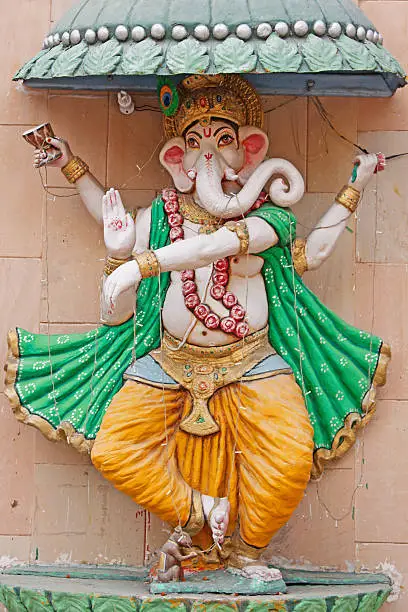 Photo of Sculpture of Ganesh, the elephant god, outside a Hindu temple