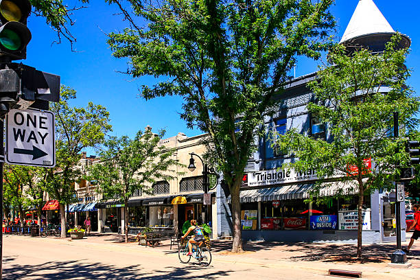 The Triangle Market on State Street in downtown Madison Wisconsin stock photo