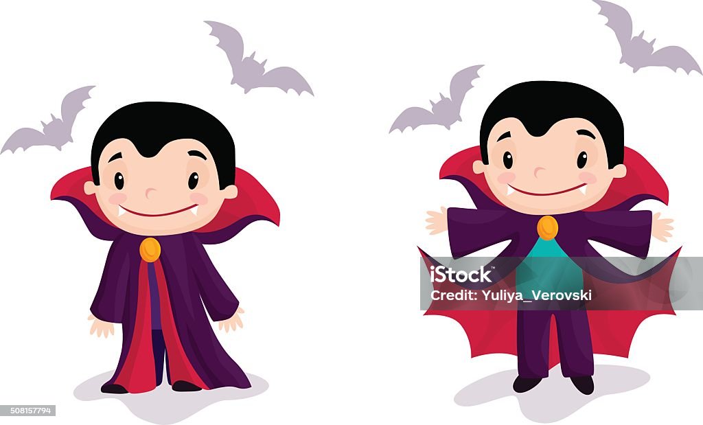 Funny Cartoon Little Vampire Boy Wearing Halloween Costume Vector  Illustration Stock Illustration - Download Image Now - iStock