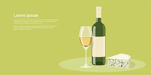 Vector illustration of wine and cheese