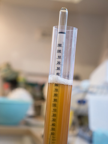 Hydrometer used to measure the specific gravity of wine and beer