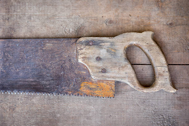 istock old saw with the wooden handle 508163310
