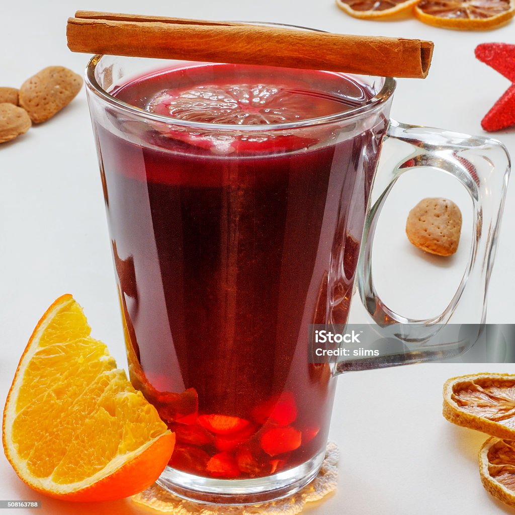 Mulled Wine (Glühwein, Glögg) Every country has its own way of preparing this tasty beverage and so its taste may vary slightly and also its name (mulled wine,glögg, glögi, glühwein, vin chaud, vin fiert). Advent Stock Photo