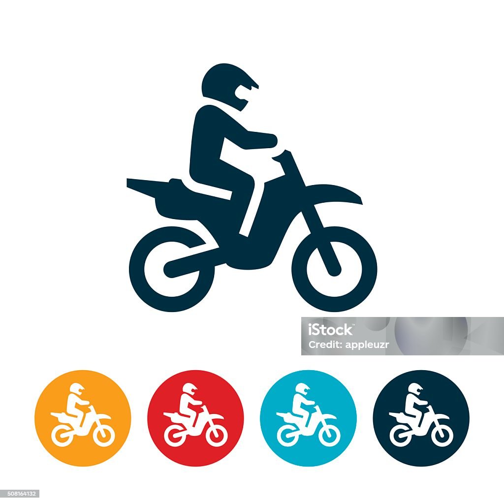 Dirt Bike Icon An icon of a person riding a dirt bike or motocross style motorcycle. Freestyle BMX stock vector