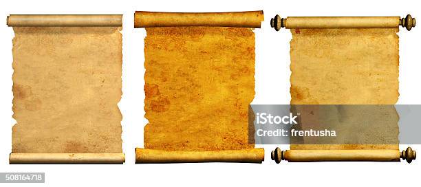 Set Of Old Parchments Stock Photo - Download Image Now - Ancient, Paper Scroll, Collection