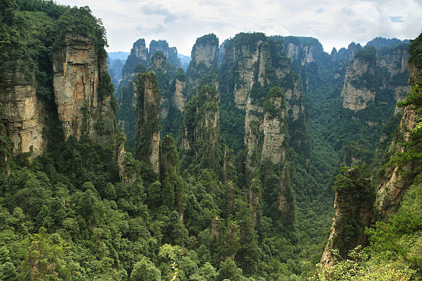 istock Impressive sandstone pillars in Yuangjiajie area 508164786