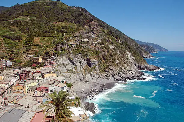 view of part of Vernazza, one of the 5 cinque-terre villages,Italy.