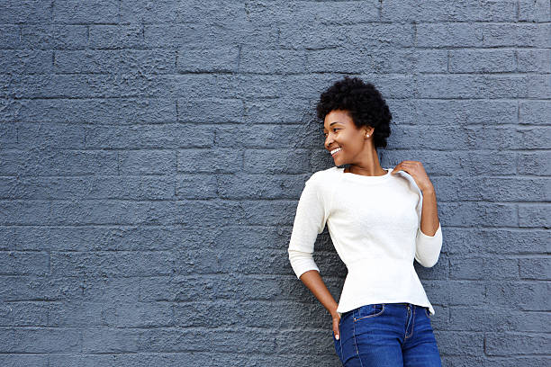 istock Happy african woman looking at copy space 508164896
