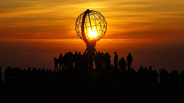 Nordkapp  North Capp Sunset during white night. norrbotten province stock pictures, royalty-free photos & images