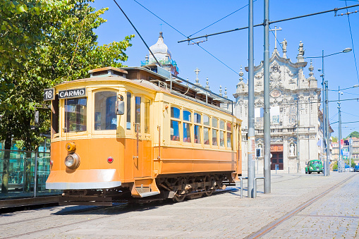 The historical trasportation of Porto - on background the \