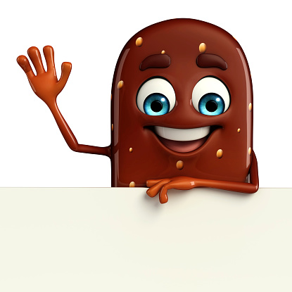 Cartoon Character of Candy with sign