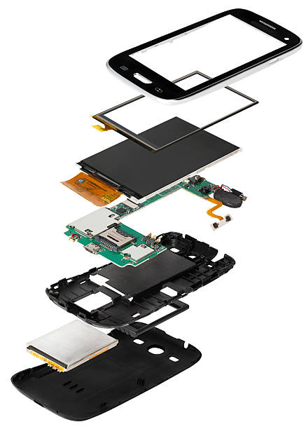 isometry disassembled smartphone isometryt  disassembled smart phone isolate white background disassembling stock pictures, royalty-free photos & images