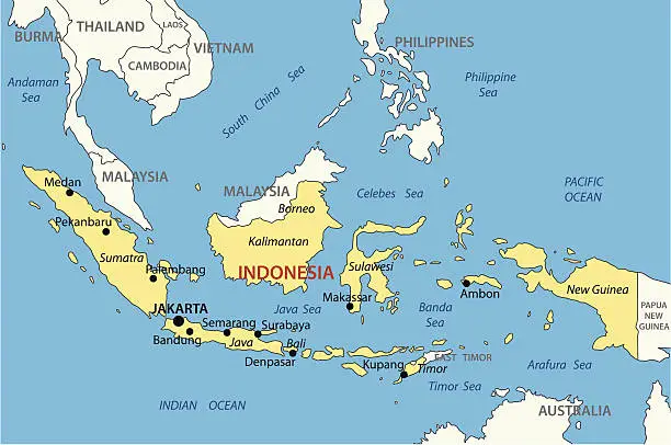 Vector illustration of Republic of Indonesia - vector map