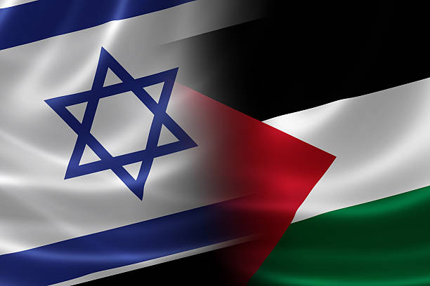 istock Merged Israeli and Palestinian Flag 508172097