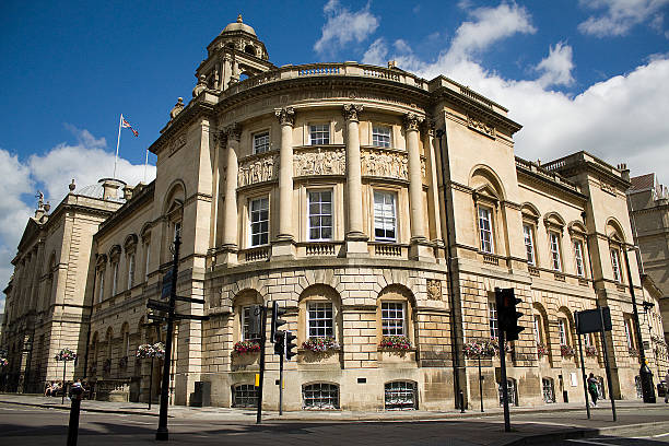 Guildhall in Bath, England Facade of Guildhall in the City of Bath in Somerset, England, United Kingdom. bath england stock pictures, royalty-free photos & images