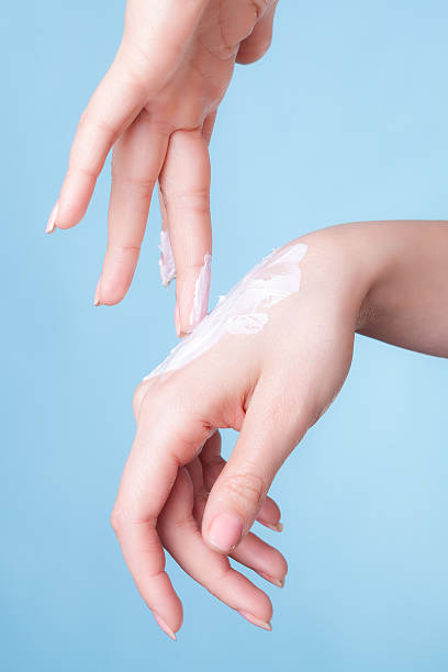 istock Skin care. Female palms with moisturizing cream. 508173335