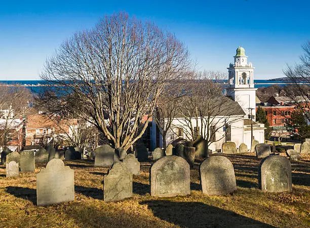 Buriel Hill was established in Plymouth Massachusetts in the 17th century and contains the graves of many original  Mayflower pilgrims.