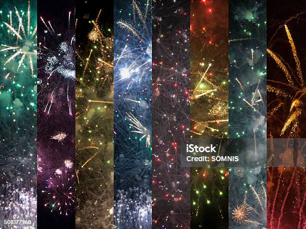 Fireworks 8 In 1 Stock Photo - Download Image Now - Celebration, Celebration Event, Colors