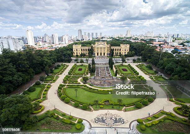 Aerial View Of Ipiranga In Sao Paulo Brazil Stock Photo - Download Image Now - Independence, Brazil, Monument