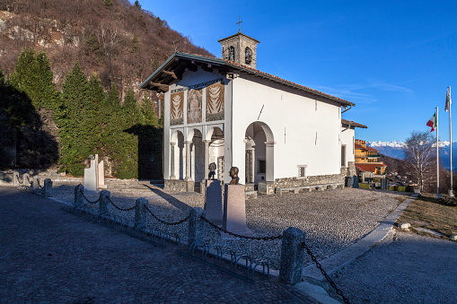 The church of Madonna del Ghisallo in Magreglio, Italy. Pope Pius XII proclaimed the church to be the universal patroness of cyclists.