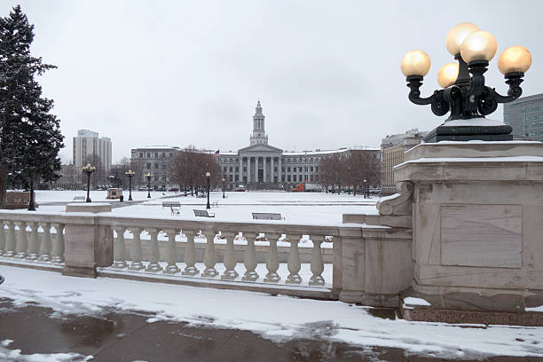 istock Snowy Denver County Courthouse and park lights Colorado winter 508180430