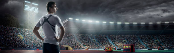 istock Male athlete standing on a running track 508180778