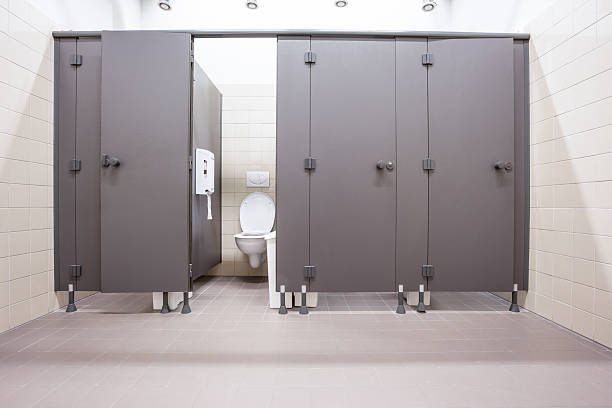 doors from toilets In an public building are womans toilets whit black doors public restroom photos stock pictures, royalty-free photos & images