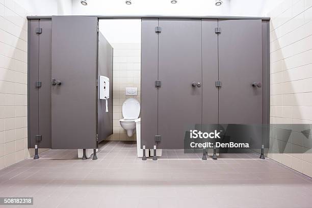 Doors From Toilets Stock Photo - Download Image Now - Public Restroom, Toilet, Door