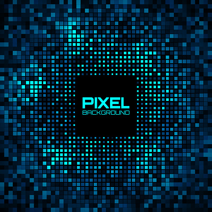 Abstract Pixel Blue - Green Bright Glow Background. Vector illustration 