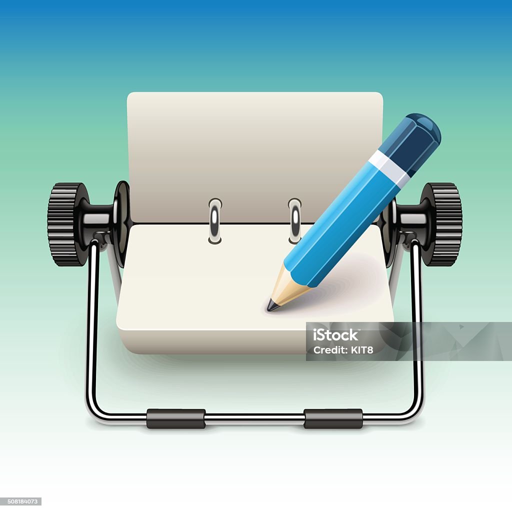 Notepad On Stand With Pencil Stock Illustration - Download Image Now ...