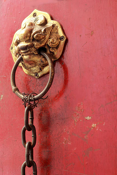 istock Old door handles in the chinese temple. 508184811