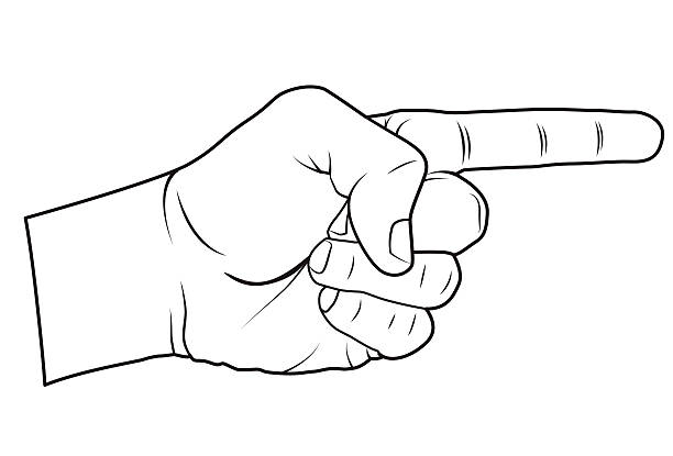 Pointing Hand -Illustration Outline illustration of a pointing hand stars in your eyes stock illustrations