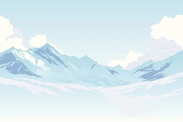 Vector illustration of Mountains with clouds