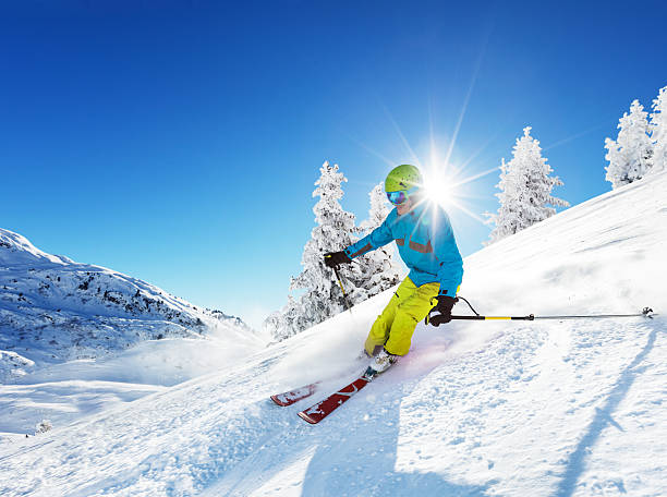 istock Man skier running downhill 508185260