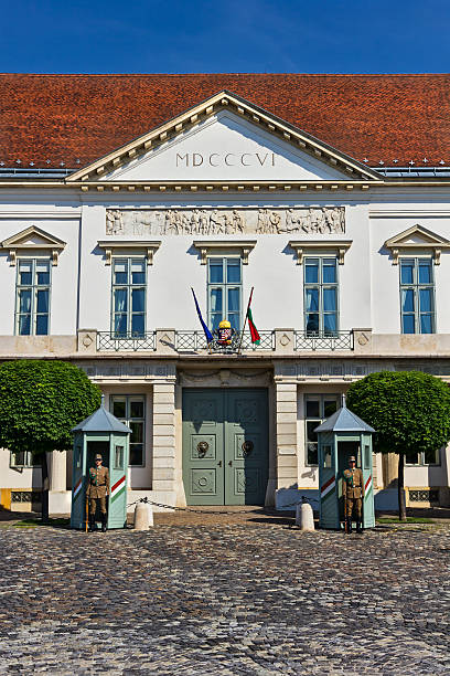 sándor palácio entrada em budapest hungria - castle honor guard protection security guard imagens e fotografias de stock