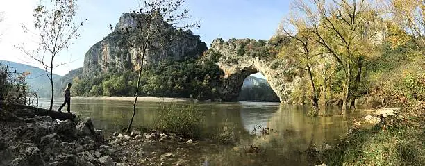 Famous Pont d'Arc (Ardéche) in southern France near Vallon