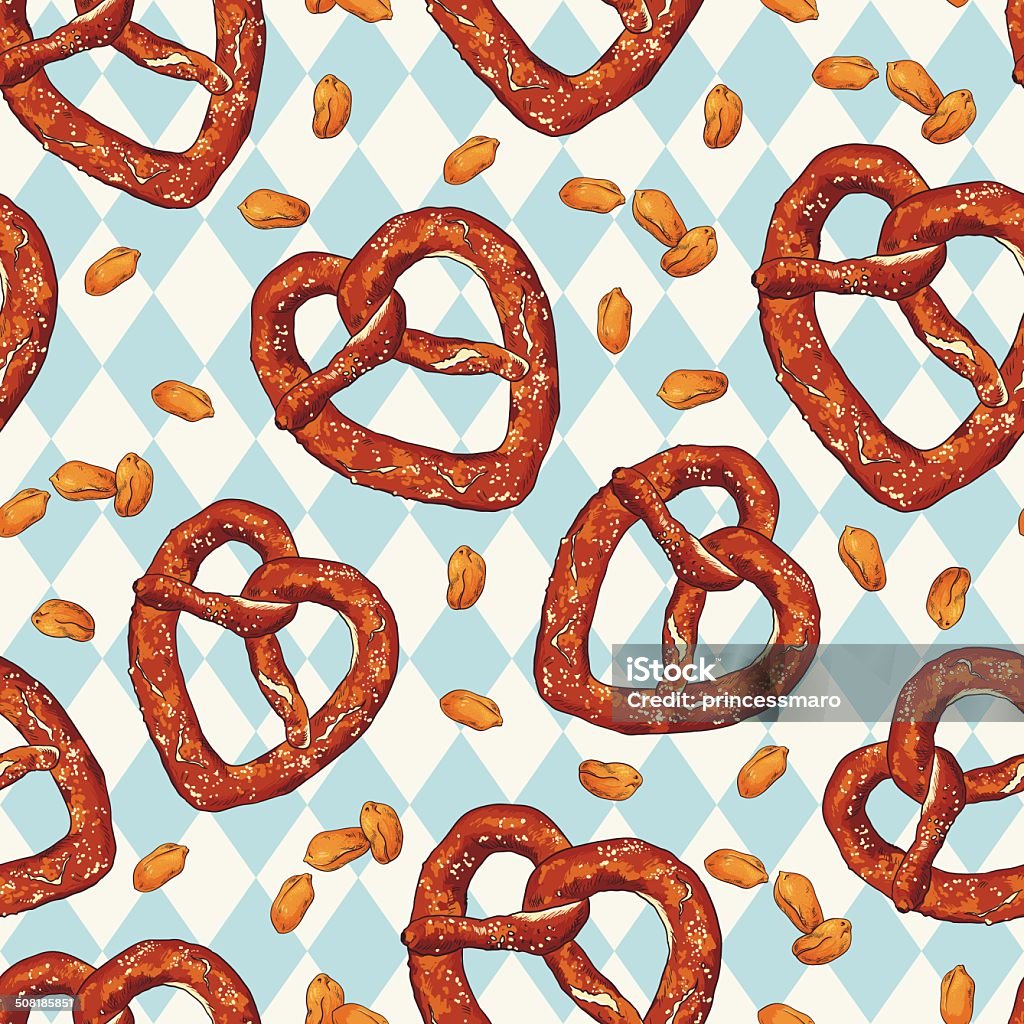 Patrón sin costuras con pretzels - arte vectorial de Fondos libre de derechos